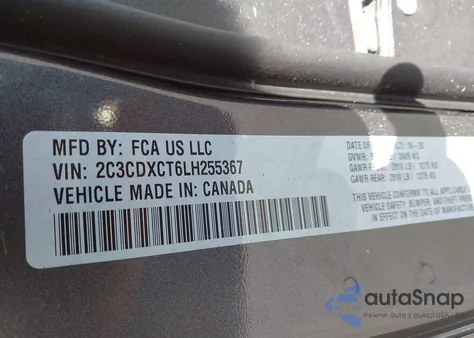2020 Dodge Charger R/T Rwd from USA, damaged, VIN 2C3CDXCT6LH255367